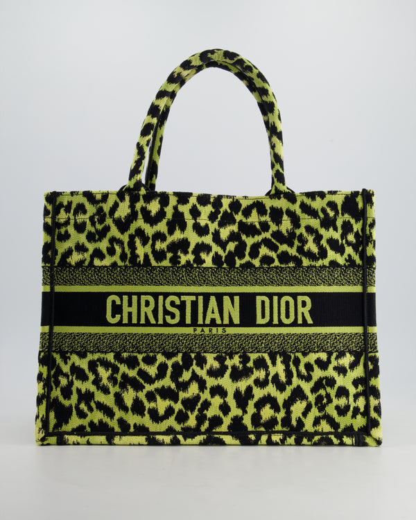 Christian Dior Medium Lime & Black Leopard Print Canvas Book Tote Bag RRP £2500