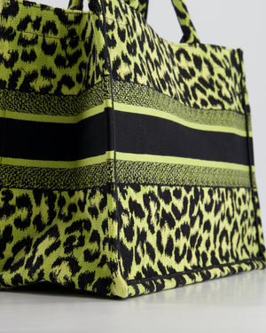 Christian Dior Medium Lime & Black Leopard Print Canvas Book Tote Bag RRP £2500