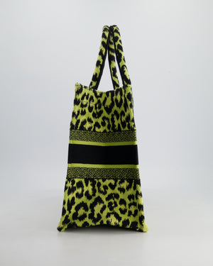 Christian Dior Medium Lime & Black Leopard Print Canvas Book Tote Bag RRP £2500