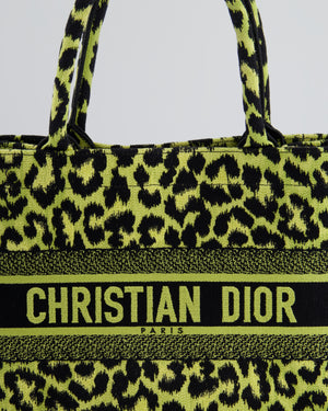 Christian Dior Medium Lime & Black Leopard Print Canvas Book Tote Bag RRP £2500