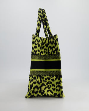 Christian Dior Medium Lime & Black Leopard Print Canvas Book Tote Bag RRP £2500