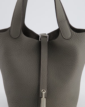 *HOT* Hermès Picotin Bag 18cm in Gris Meyer Clemence Leather with Palladium Hardware