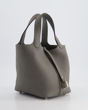 *HOT* Hermès Picotin Bag 18cm in Gris Meyer Clemence Leather with Palladium Hardware