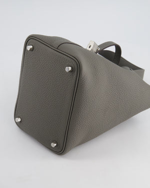 *HOT* Hermès Picotin Bag 18cm in Gris Meyer Clemence Leather with Palladium Hardware