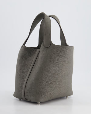 *HOT* Hermès Picotin Bag 18cm in Gris Meyer Clemence Leather with Palladium Hardware