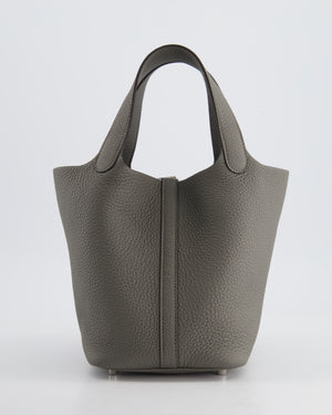 *HOT* Hermès Picotin Bag 18cm in Gris Meyer Clemence Leather with Palladium Hardware