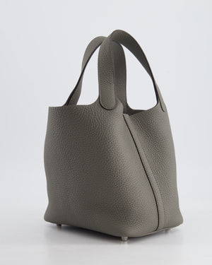 *HOT* Hermès Picotin Bag 18cm in Gris Meyer Clemence Leather with Palladium Hardware