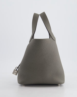 *HOT* Hermès Picotin Bag 18cm in Gris Meyer Clemence Leather with Palladium Hardware