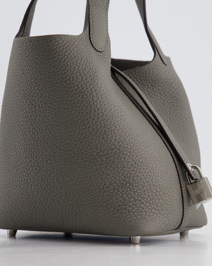 *HOT* Hermès Picotin Bag 18cm in Gris Meyer Clemence Leather with Palladium Hardware