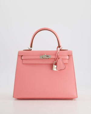 Hermès Kelly Sellier 25cm Bag in Rose Confetti Epsom Leather with Palladium Hardware