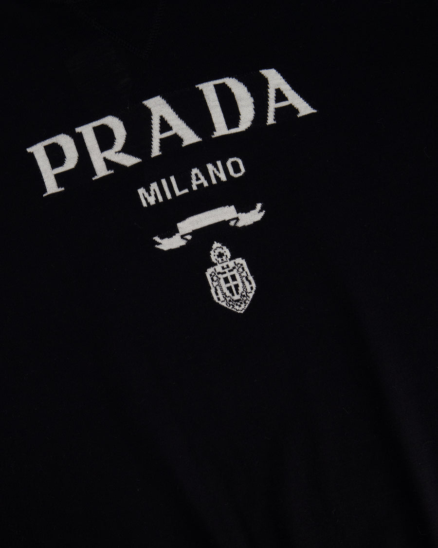 Prada Black Menswear Wool Top with Logo Detail IT 46 (UK 36)