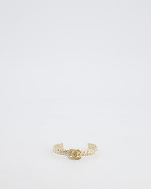 Chanel CC Open Bangle in Champagne Gold Hardware with Crystals Detail