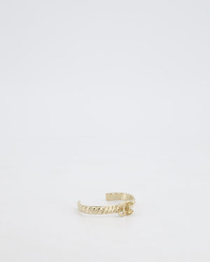 Chanel CC Open Bangle in Champagne Gold Hardware with Crystals Detail