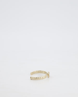 Chanel CC Open Bangle in Champagne Gold Hardware with Crystals Detail