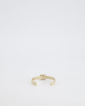 Chanel CC Open Bangle in Champagne Gold Hardware with Crystals Detail