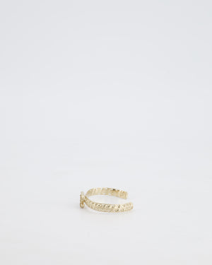 Chanel CC Open Bangle in Champagne Gold Hardware with Crystals Detail