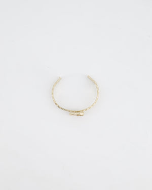 Chanel CC Open Bangle in Champagne Gold Hardware with Crystals Detail