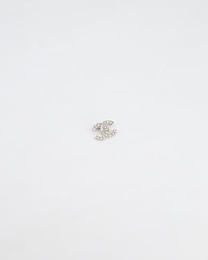 Chanel Small Silver Crystal CC Logo Brooch