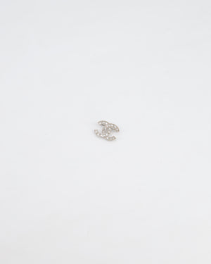 Chanel Small Silver Crystal CC Logo Brooch