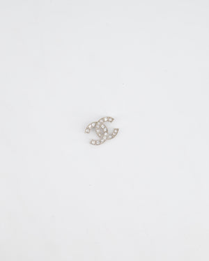 Chanel Small Silver Crystal CC Logo Brooch