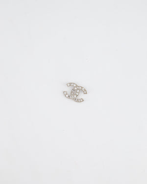 Chanel Small Silver Crystal CC Logo Brooch