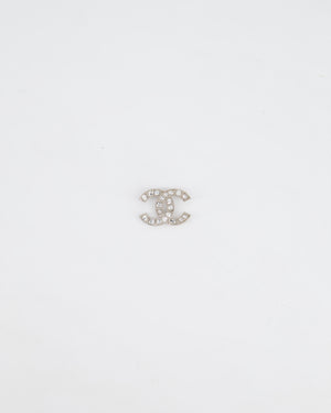 Chanel Small Silver Crystal CC Logo Brooch