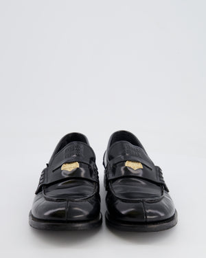 Miu Miu Black Leather Penny Loafers with Logo Detailing Size EU 40&nbsp;