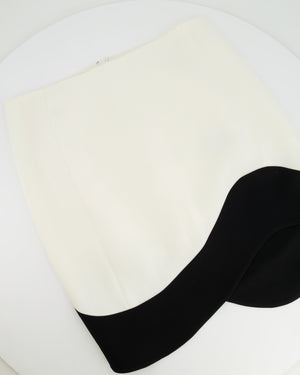 Mugler White Mini Skirt with Asymmetric Black Trim Detail Size FR 38 (UK 10)