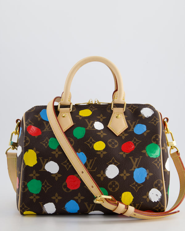 *RARE* Louis Vuitton X Yayoi Kusama 25 Speedy Bandoulière in Monogram Canvas & Vacchetta Leather