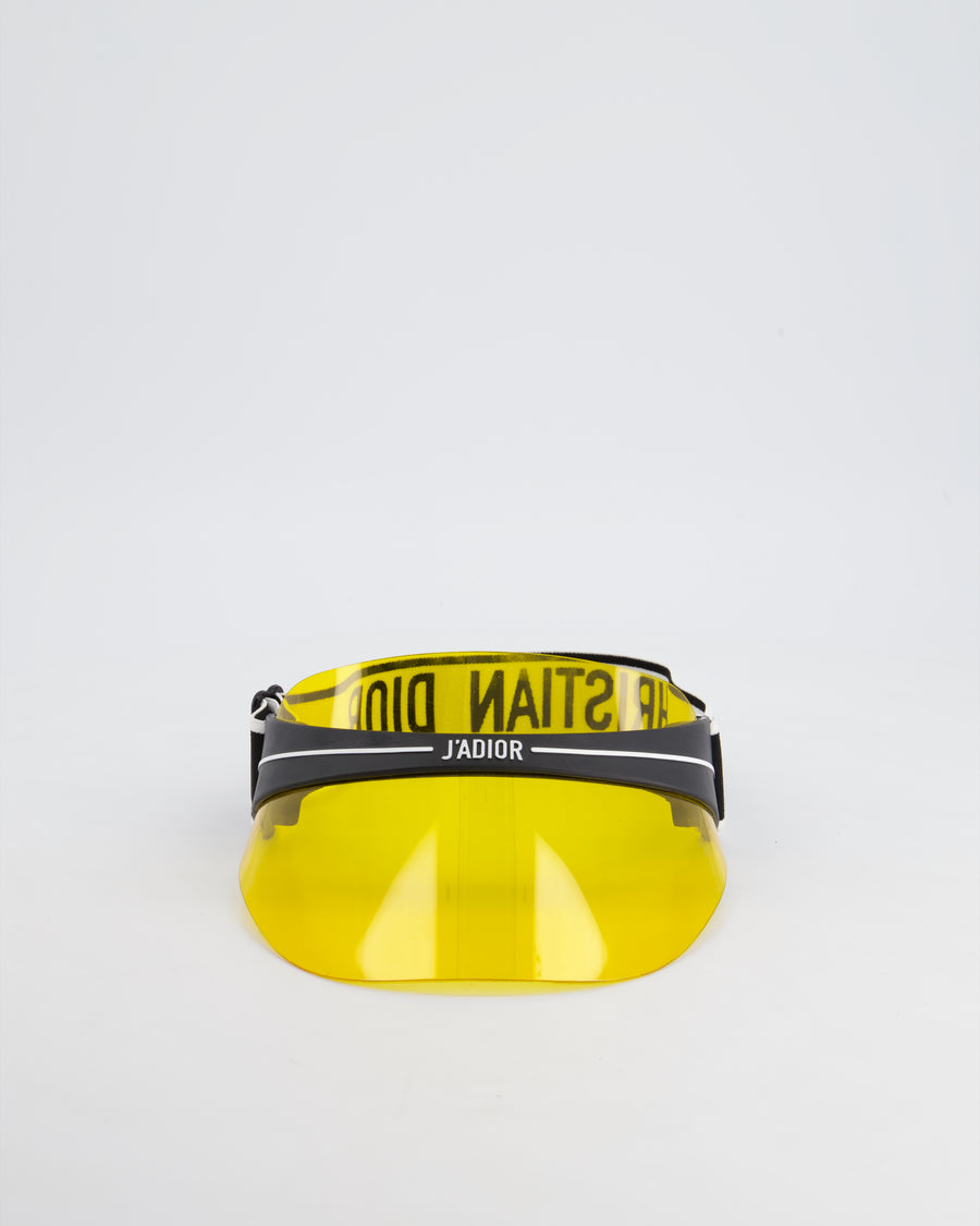 Christian Dior Club Yellow & Black Translucent Visor With Elasticated J'Adior Logo Strap