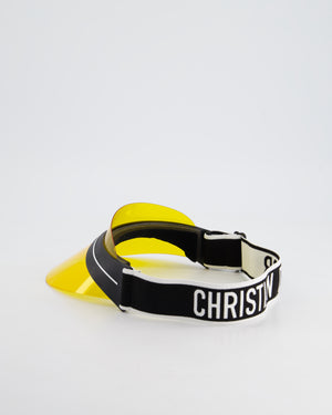 Christian Dior Club Yellow & Black Translucent Visor With Elasticated J'Adior Logo Strap