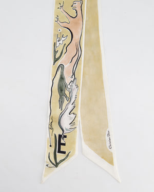 Christian Dior ABCDior 'E' Mitzah Silk Scarf In Gold & Neutral Printed Silk