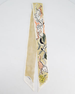 Christian Dior ABCDior 'E' Mitzah Silk Scarf In Gold & Neutral Printed Silk