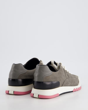 Hermès Grey Suede Trial Sneaker with Pink Sole Detail Size EU 37.5