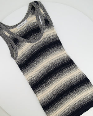 Christian Dior Black and Cream Striped Knit Tank Top Size FR 36 (UK 8)