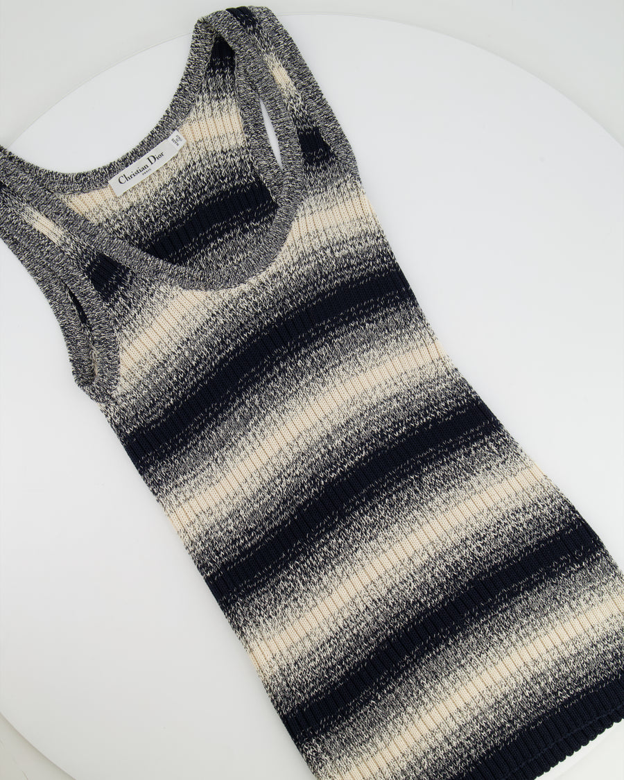 Christian Dior Black and Cream Striped Knit Tank Top Size FR 36 (UK 8)