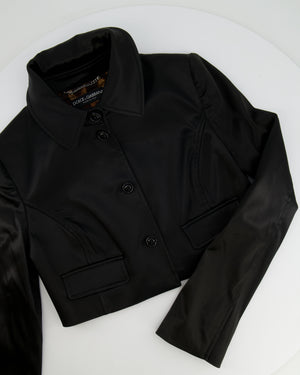 Dolce & Gabbana Black Nylon Cropped Jacket with Buttons Size IT 40 (UK 8)