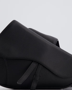 Dior Menswear Black Saddle Bag with Silver Hardware