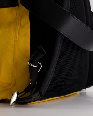 Fendi Yellow Zucca FF Logo Backpack with Leather Flap Detail