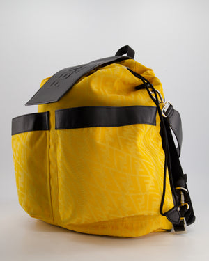 Fendi Yellow Zucca FF Logo Backpack with Leather Flap Detail