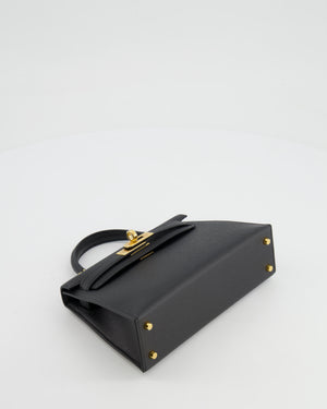 Hermès Mini Kelly II 20cm in Black Epsom Leather with Gold Hardware