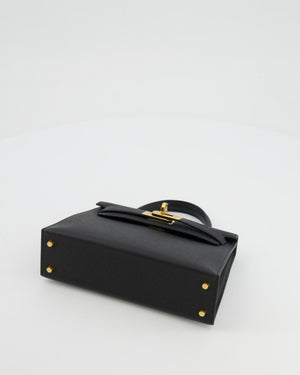 Hermès Mini Kelly II 20cm in Black Epsom Leather with Gold Hardware