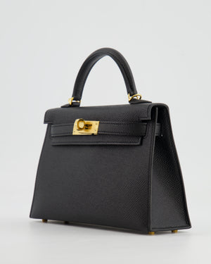 Hermès Mini Kelly II 20cm in Black Epsom Leather with Gold Hardware