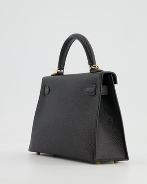 Hermès Mini Kelly II 20cm in Black Epsom Leather with Gold Hardware