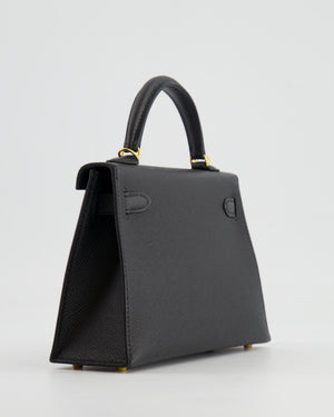 Hermès Mini Kelly II 20cm in Black Epsom Leather with Gold Hardware