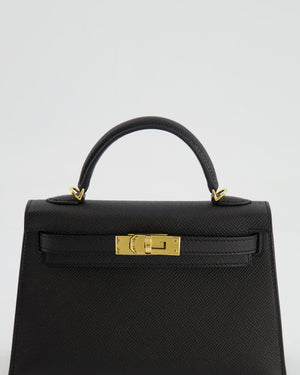 Hermès Mini Kelly II 20cm in Black Epsom Leather with Gold Hardware