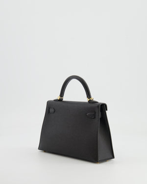 Hermès Mini Kelly II 20cm in Black Epsom Leather with Gold Hardware