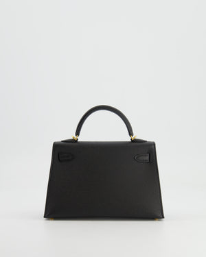 Hermès Mini Kelly II 20cm in Black Epsom Leather with Gold Hardware