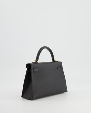 Hermès Mini Kelly II 20cm in Black Epsom Leather with Gold Hardware