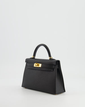 Hermès Mini Kelly II 20cm in Black Epsom Leather with Gold Hardware